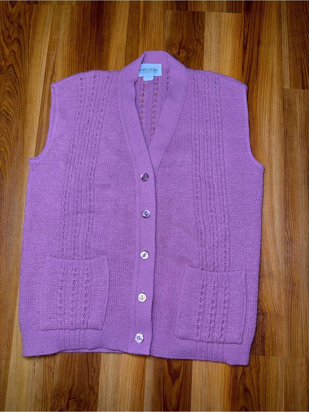 Lavender Knit Button-Front Women's Sweater Vest